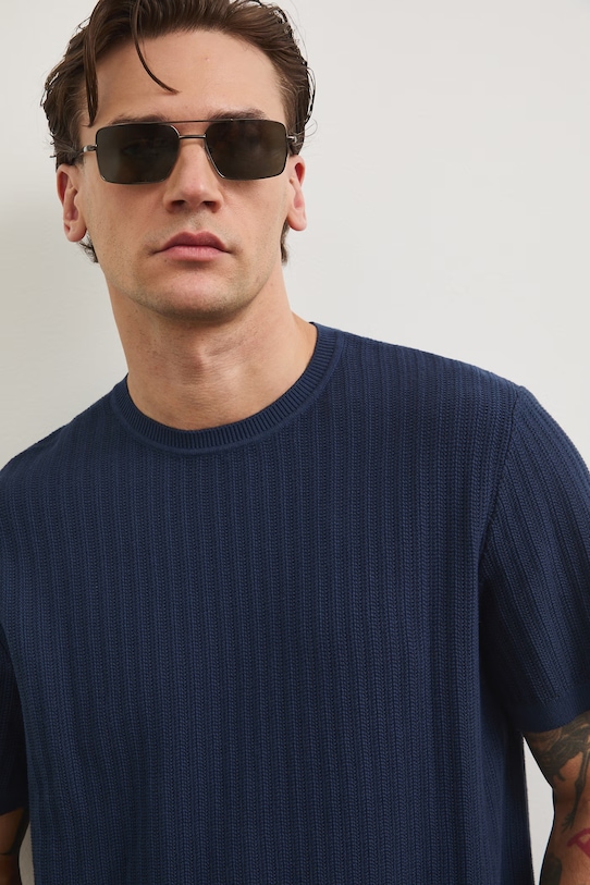 Medicine t-shirt swetrowy męski bawełniany granatowy RS26-TSM706