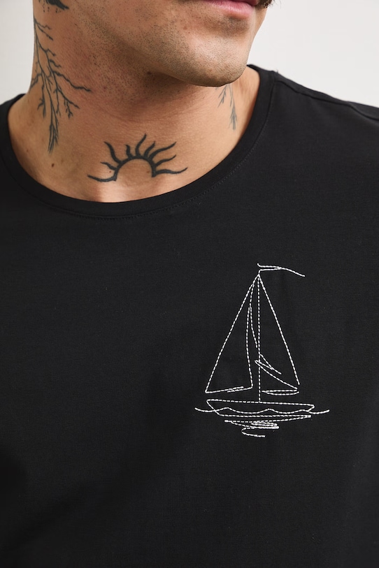 T-shirt męski bawełniany z elastanem RS26-TSM707 czarny