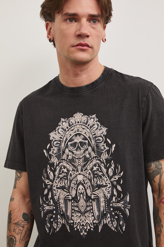 Odzież T-shirt bawełniany z nadrukiem RS26-TSM805 szary