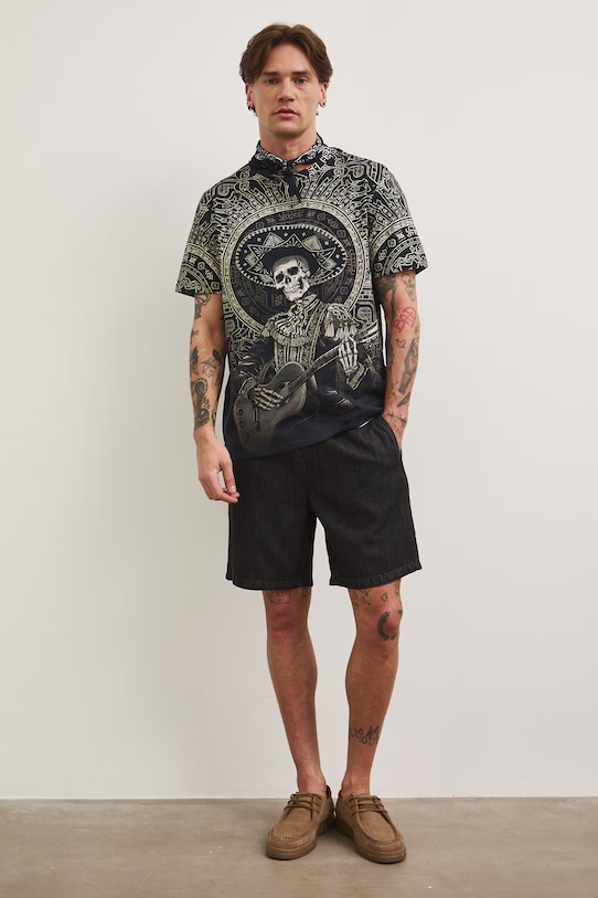 T-shirt męski bawełniany z elastanem czarny RS26-TSM806