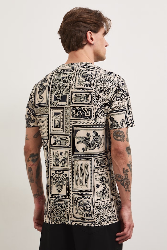 Odzież T-shirt męski bawełniany z elastanem RS26-TSM807 beżowy