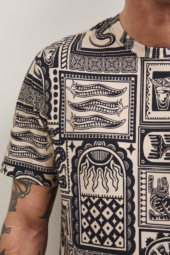 T-shirt męski bawełniany z elastanem RS26-TSM807 beżowy