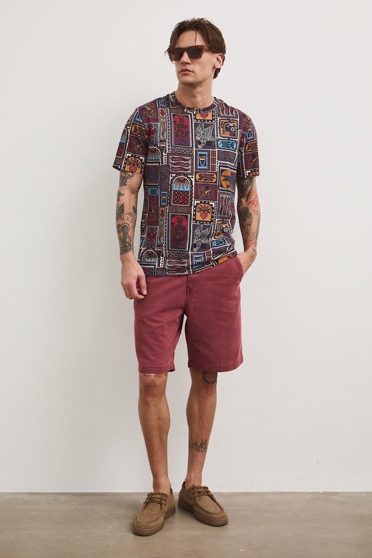 T-shirt męski bawełniany z elastanem RS26-TSM807 fioletowy RS26