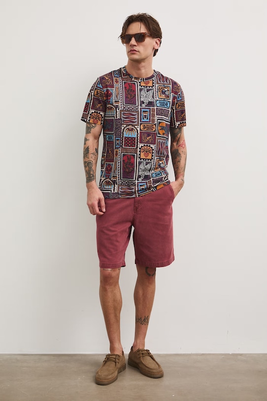 T-shirt męski bawełniany z elastanem RS26-TSM807 fioletowy RS26