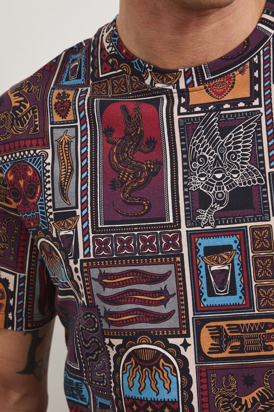 T-shirt męski bawełniany z elastanem RS26-TSM807 fioletowy