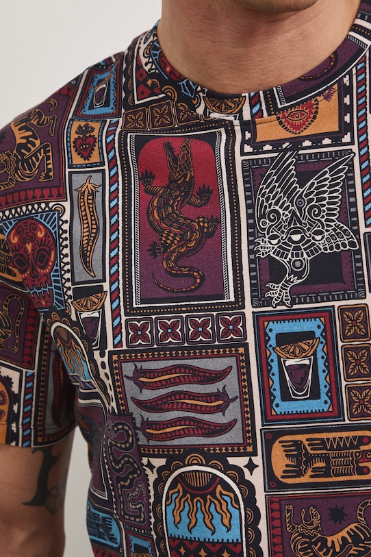 T-shirt męski bawełniany z elastanem RS26-TSM807 fioletowy