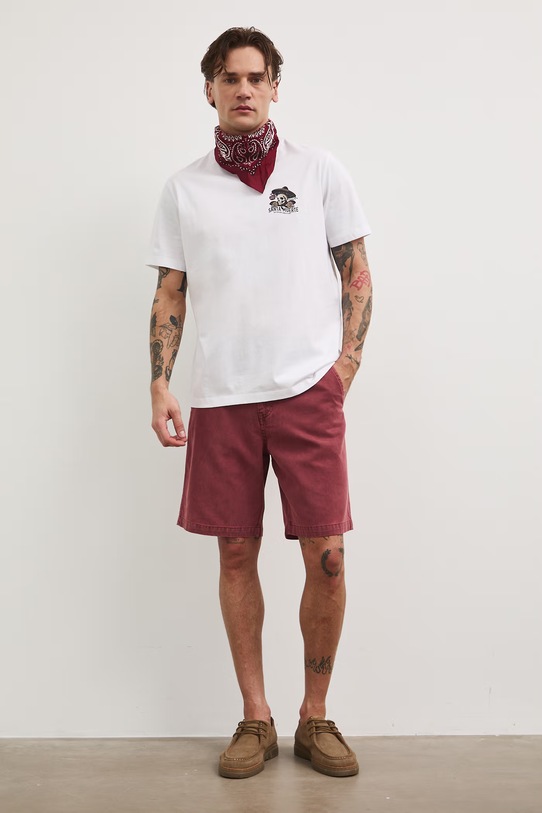 T-shirt męski bawełniany z nadrukiem biały RS26-TSM809