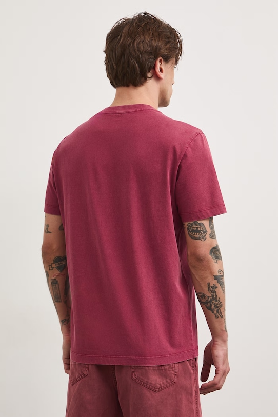 Odzież T-shirt męski bawełniany z nadrukiem RS26-TSM810 bordowy