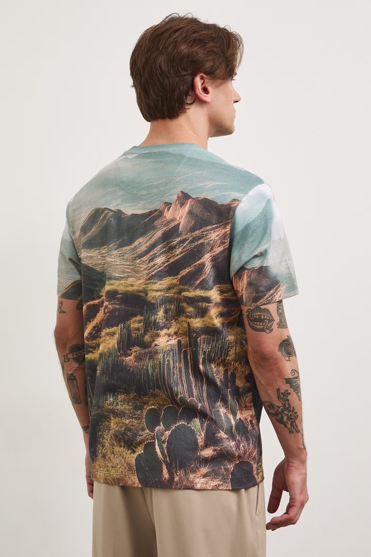 Odzież T-shirt męski bawełniany wzorzysty RS26-TSM811 multicolor