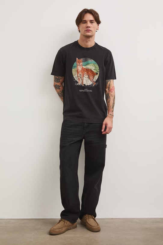 Odzież T-shirt męski bawełniany z kolekcji Bieszczadzki Park Narodowy x Medicine RS26-TSM850 czarny