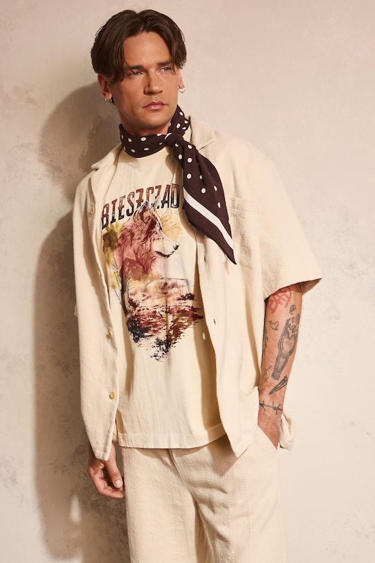 Tričko pánske bavlnené béžová RS26-TSM853