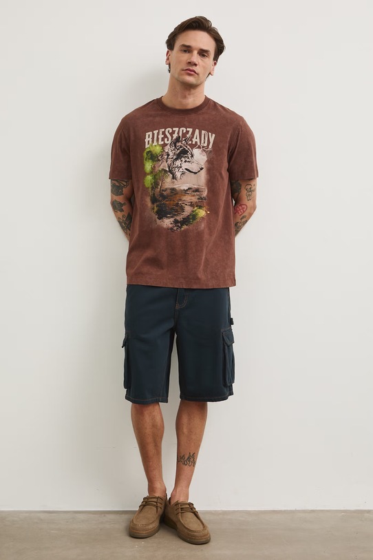 Oblečenie Tričko pánske bavlnené RS26-TSM853 hnedá