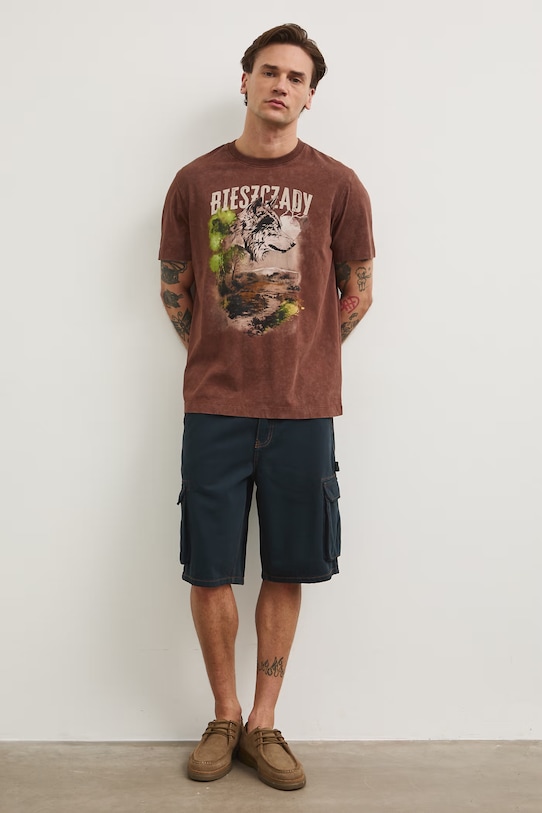 Oblečenie Tričko pánske bavlnené RS26-TSM853 hnedá