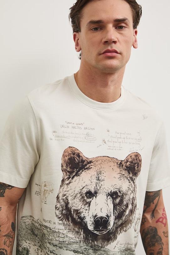 Medicine kratka majica moška bombažna z elastanom bež RS26-TSM855