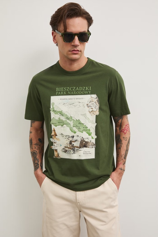 Medicine kratka majica moška bombažna RS26-TSM856 zelena RS26