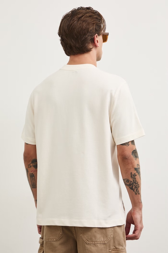 T-shirt męski bawełniany z elastanem Bieszczadzki Park Narodowy x Medicine beżowy RS26-TSM860