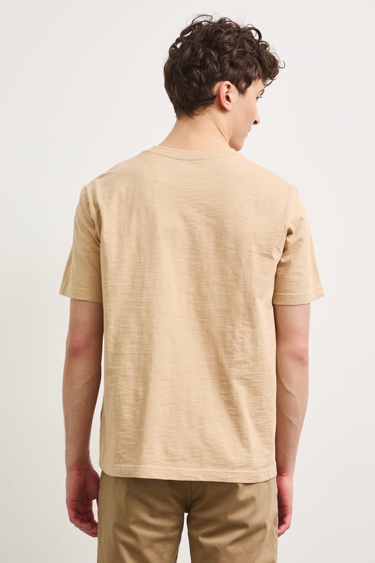 Odzież T-shirt męski bawełniany z nadrukiem RS26-TSM906 beżowy