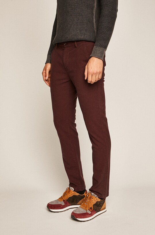 Spodnie męskie bordowe z elastanem bordowy RW19.SPM062