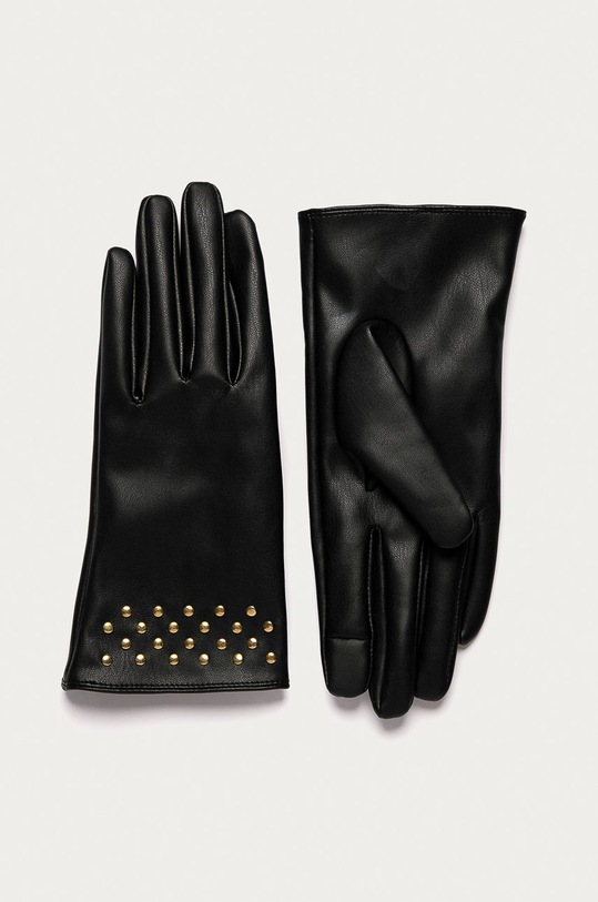 Rękawiczki damskie z dżetami touch screen czarne aplikacja czarny RW20.RED706