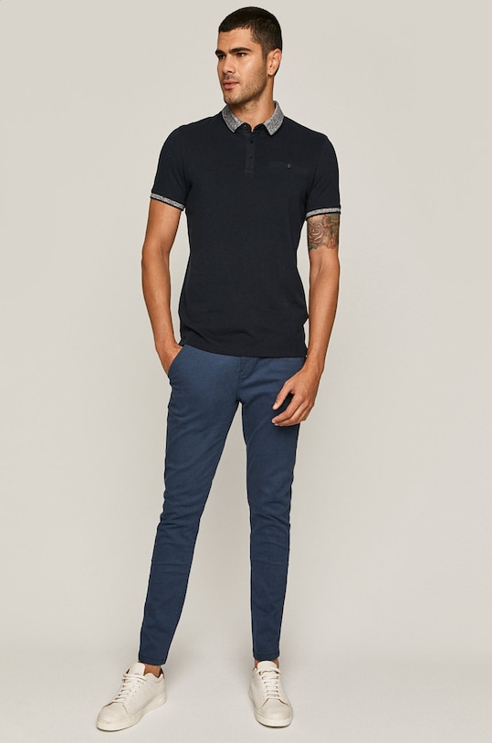 Spodnie męskie slim z paskiem niebieskie RW20.SPM053 niebieski RW20