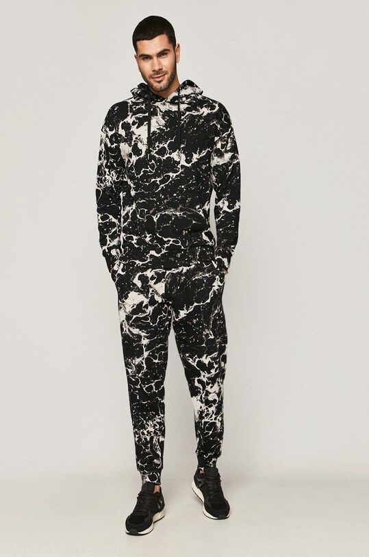 Spodnie męskie dresowe w marmurkowy wzór czarne RW20.SPMA30 czarny RW20