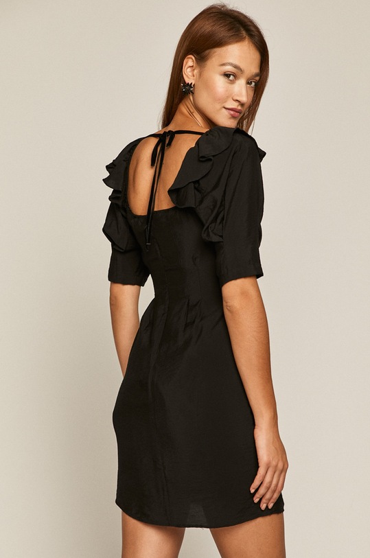 Odzież Sukienka damska z wiązaniem na plecach czarna RW20.SUDA71 czarny