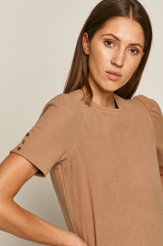T-shirt damski beżowy gładkie beżowy RW20.TSD904