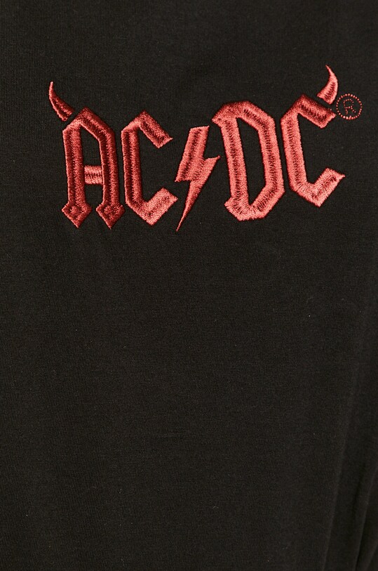 T-shirt damski z bawełny organicznej z nadrukiem AC/DC czarny RW20.TSD913