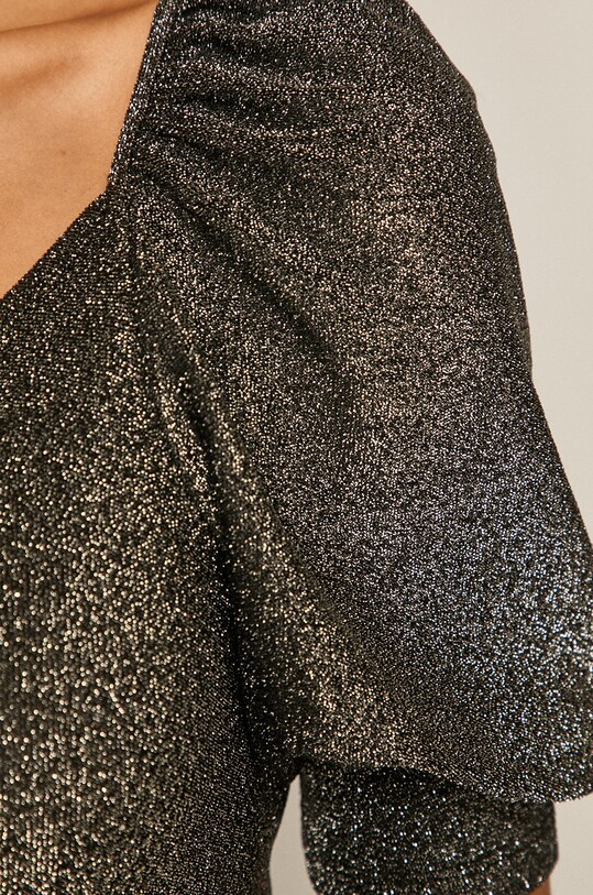 Bluzka damska z bufkami z metaliczną nitką szara RW20.TSDA01 szary