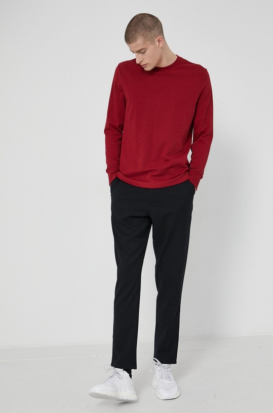 Longsleeve gładki męski bordowy gładkie bordowy RW21.BUM070