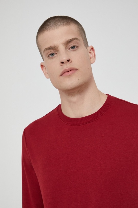 Longsleeve gładki męski bordowy bordowy RW21.BUM070