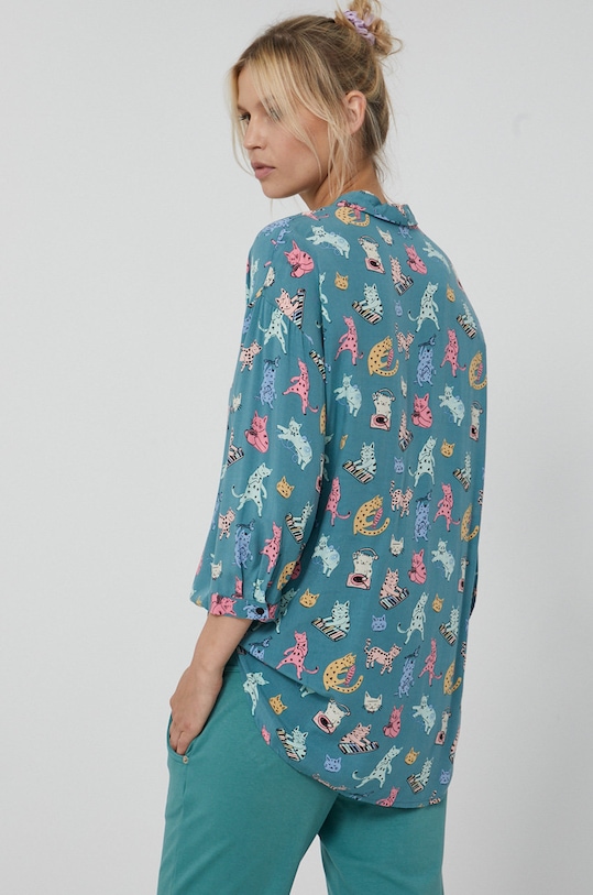 Odzież Koszula damska z wiskozy turkusowa RW21.KDD030 turkusowy