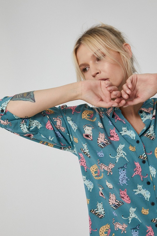 Koszula damska z wiskozy turkusowa RW21.KDD030 turkusowy