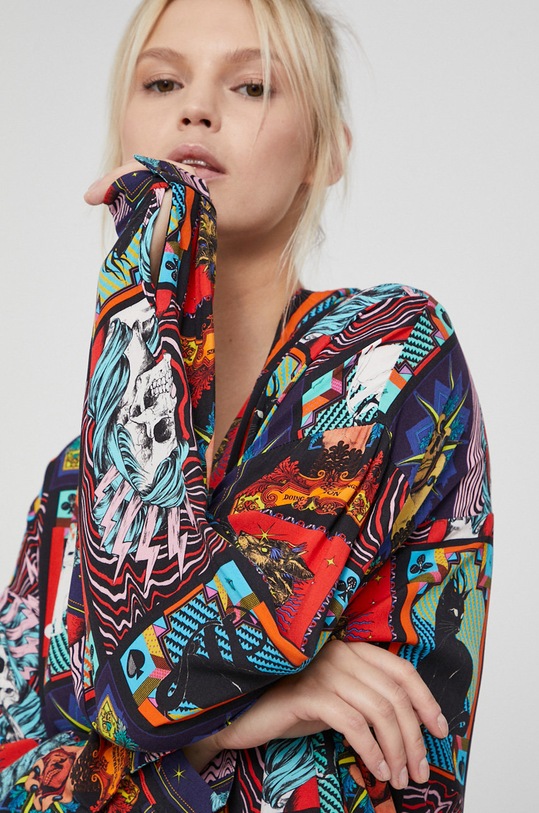 Koszula damska oversize z wzorzystej tkaniny RW21.KDD200