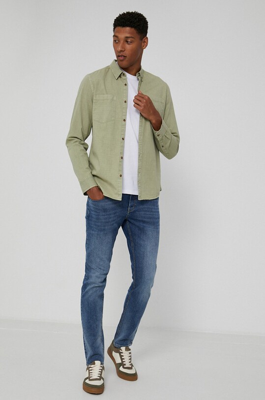 Odzież Koszula jeansowa męska zielona RW21.KDM104 zielony