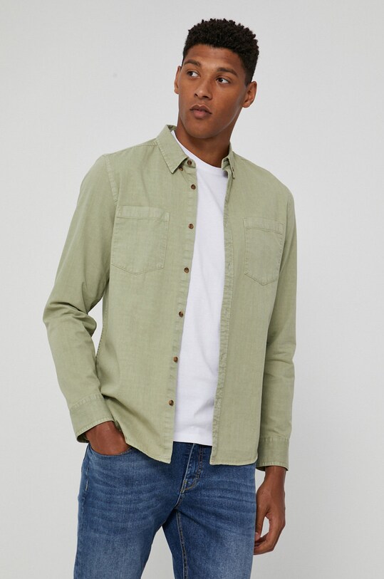 Koszula jeansowa męska zielona RW21.KDM104 zielony