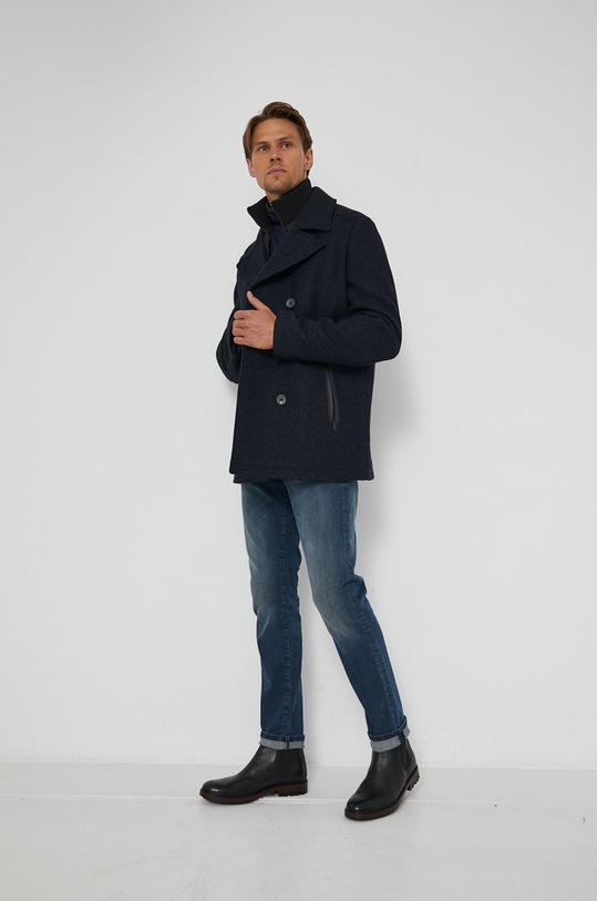 Medicine - Płaszcz wełniany Basic granatowy RW21.KPM701