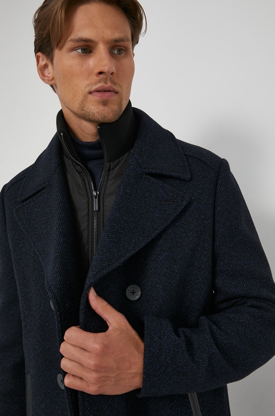 Medicine - Płaszcz wełniany Basic RW21.KPM701 granatowy