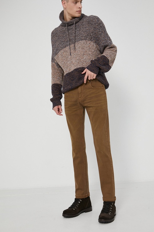 Jeansy męskie straight niebieskie brązowy RW21.SJM700