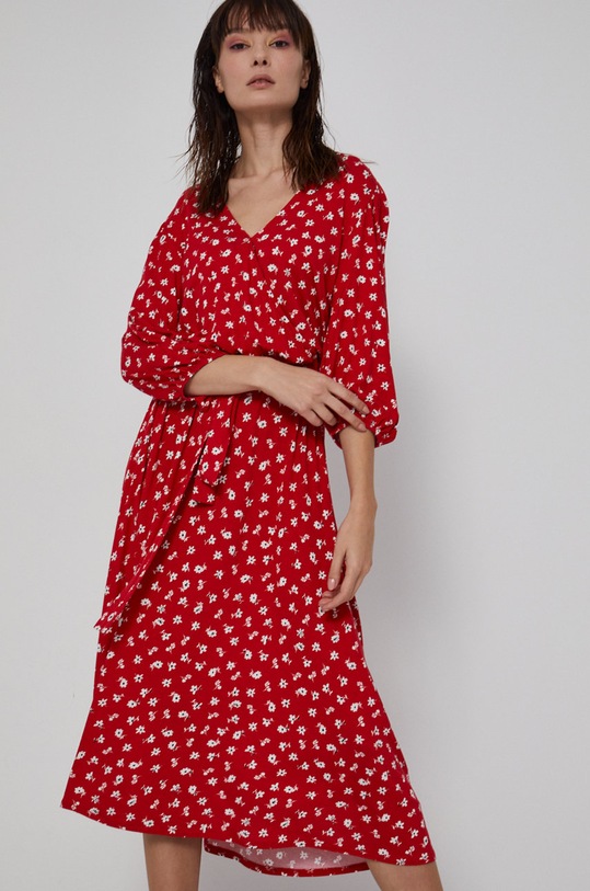 Odzież Sukienka damska z zakładanym dekoltem w kwiatowy wzór RW21.SUD470 multicolor