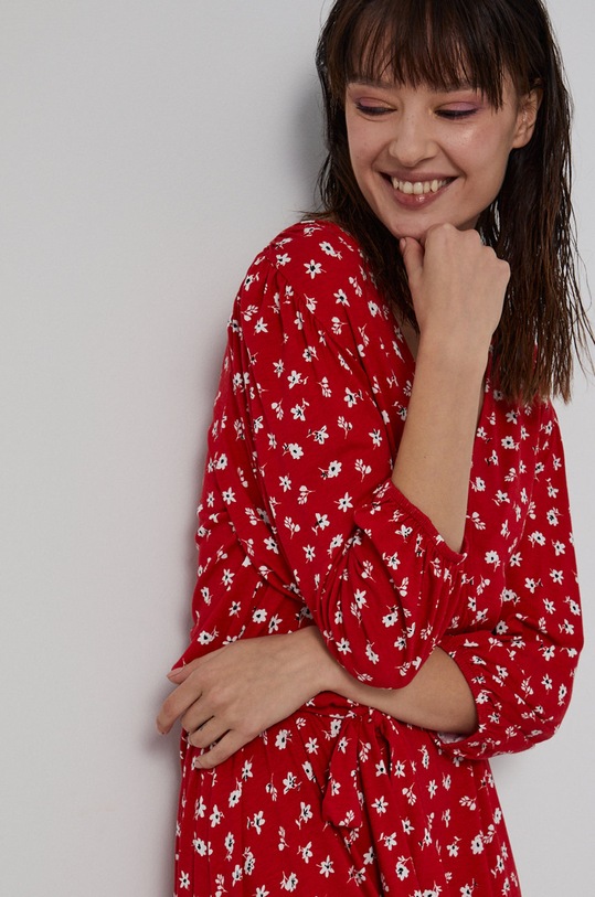 Sukienka damska z zakładanym dekoltem w kwiatowy wzór multicolor RW21.SUD470