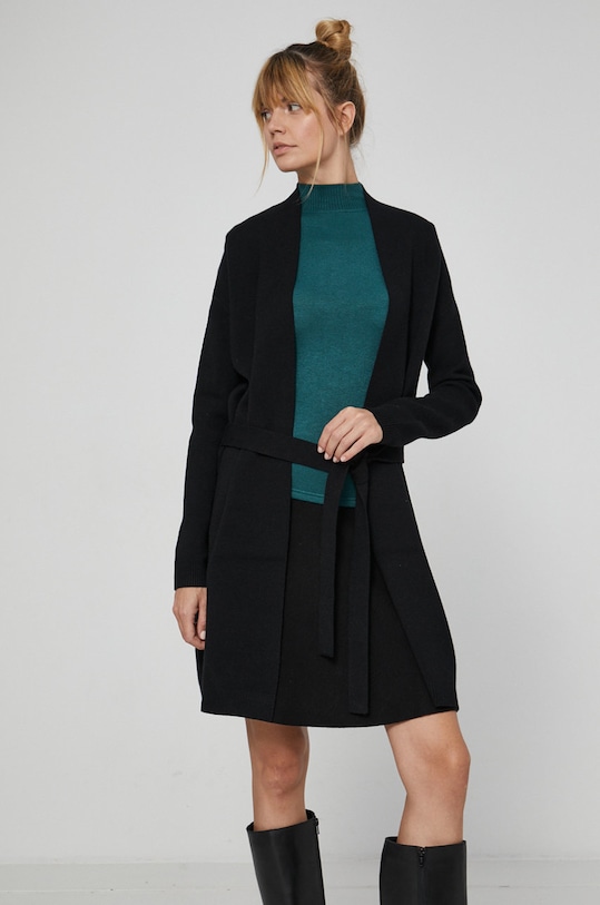 Sweter damski z gładkiej dzianiny czarny pozostałe czarny RW21.SWD810