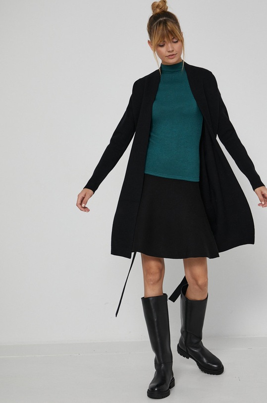 Sweter damski z gładkiej dzianiny czarny RW21.SWD810 czarny RW21