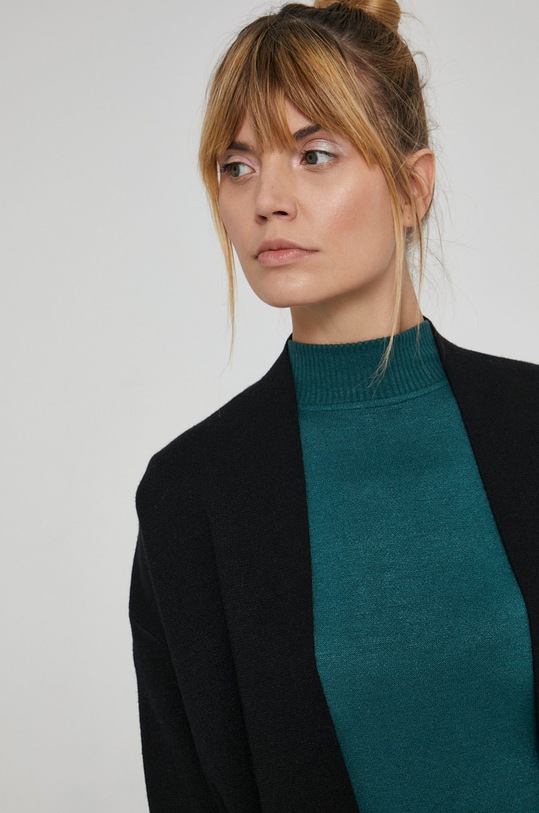 Sweter damski z gładkiej dzianiny czarny RW21.SWD810 czarny