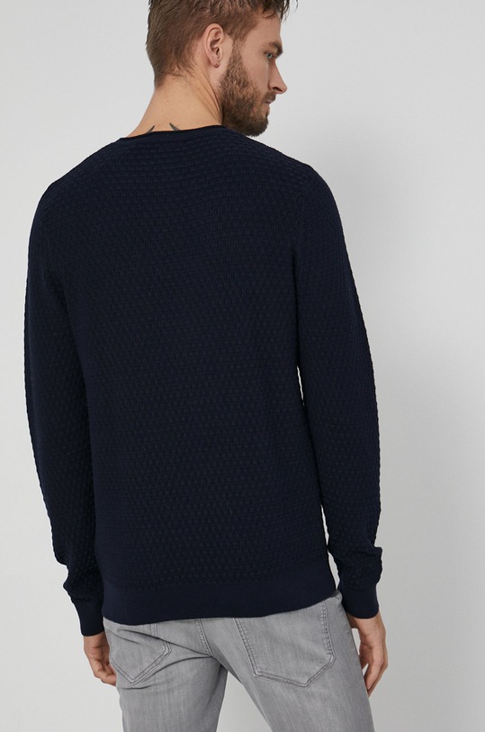 Odzież Sweter męski z gładkiej dzianiny granatowy RW21.SWM093 granatowy