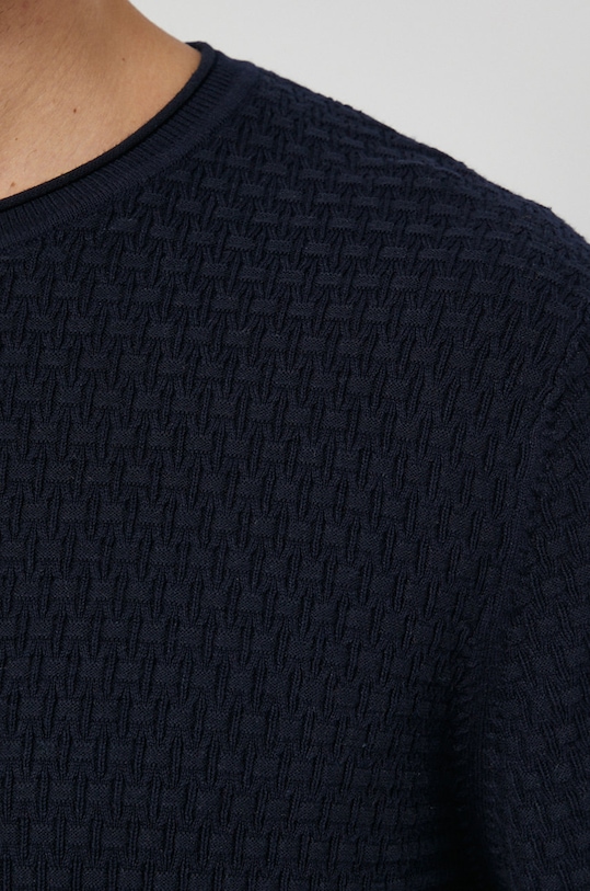 Sweter męski z gładkiej dzianiny granatowy RW21.SWM093 granatowy