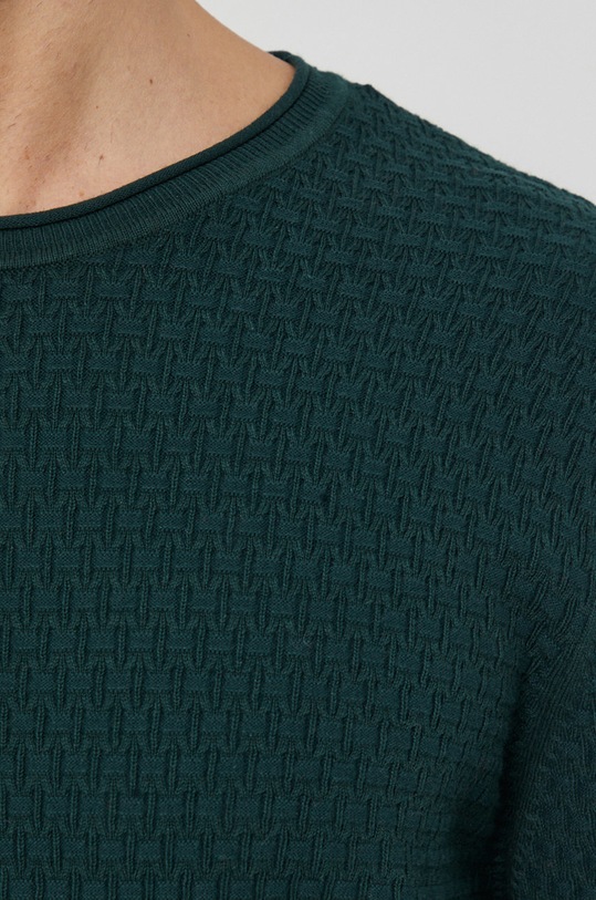 Sweter męski z gładkiej dzianiny zielony RW21.SWM093 zielony