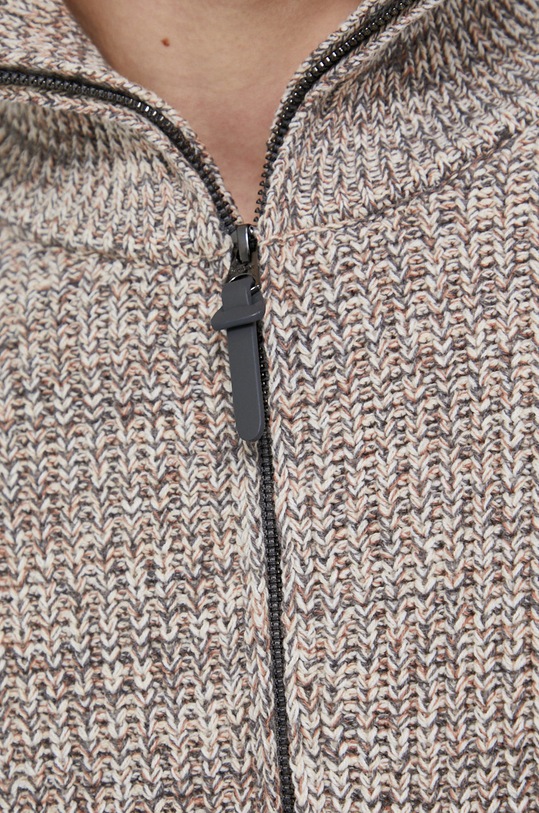 Sweter męski z wzorzystej dzianiny beżowy RW21.SWM703