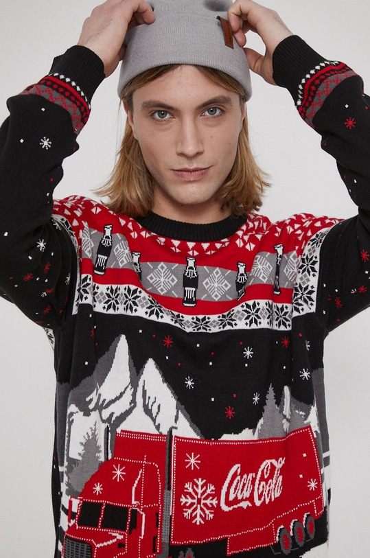 Sweter męski z motywem Coca-Coli czarny czarny RW21.SWMA50