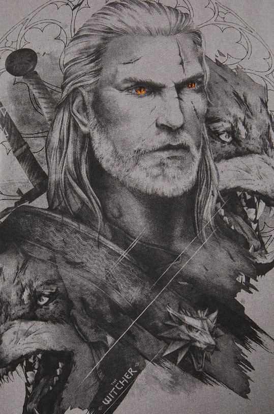 T-shirt bawełniany damski z kolekcji The Witcher szary RW21.TSD856 szary
